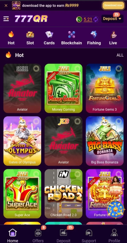 777QR game interface