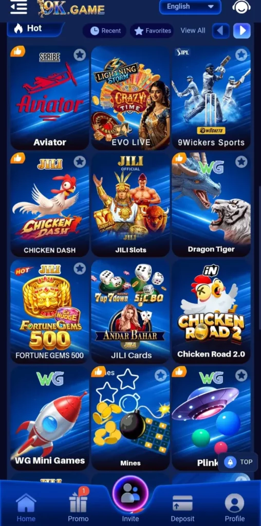 9K game interface
