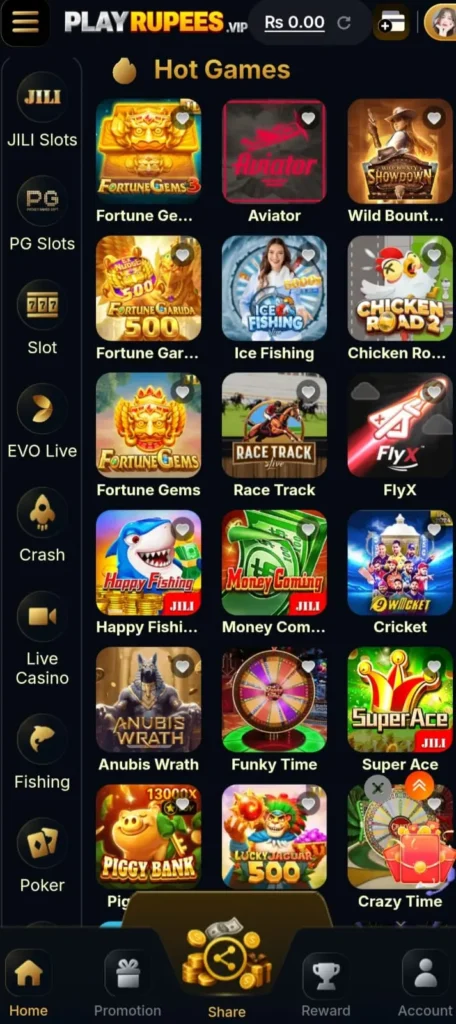 playrupees game interface
